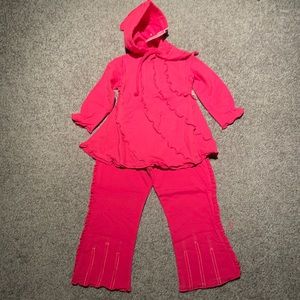 New Mim-Pi Pink Hoody Tunic & Ruffle Leggings Set